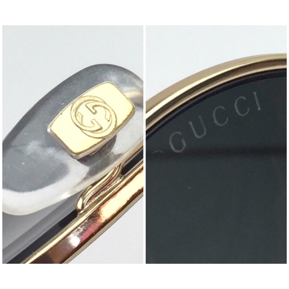 Gucci Gold Frame Round Sunglasses with Gray Gradient Lenses - Picture 11 of 16